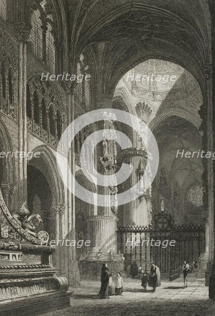 Interior view of Burgos Cathedral, Spain, 1853.  Creator: Antonio Roca Sallent.