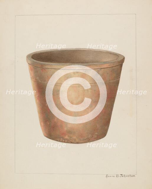 Stoneware Flower Pot, c. 1937. Creator: Annie B Johnston.