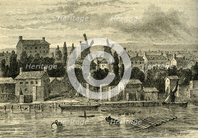 'Old Windmills at Lambeth, about 1750', (c1878). Creator: Unknown.