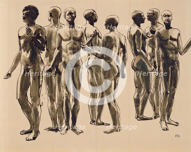 Eight male nudes, 1922. Creator: Franz Barwig the Elder.
