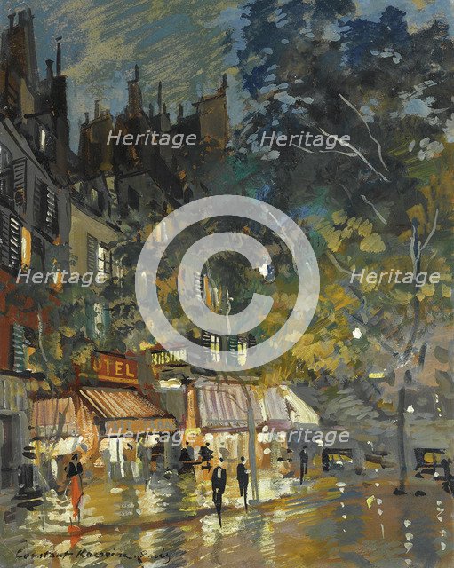 Café in Paris by night, 1936. Artist: Korovin, Konstantin Alexeyevich (1861-1939)