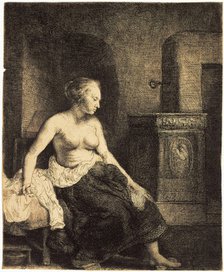 'Half-Naked Woman by a Stove', 1658.  Artist: Rembrandt Harmensz van Rijn    