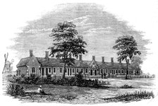 New Almshouses at Old Buckenham, near Attleborough, Norfolk, founded by Mr. Robert Cocks, 1861. Creator: Unknown.