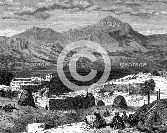 The village of Gharzen and the Mountains of Kurdistan, 19th century. Artist: Unknown