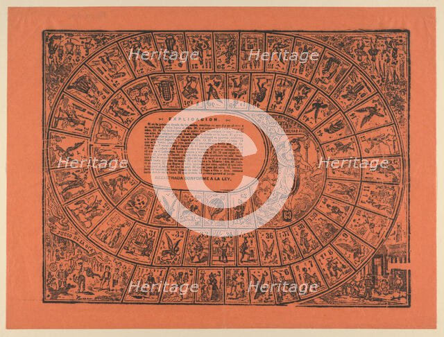 Game of the Goose, with the rules printed in the center, ca. 1900-1910., ca. 1900-1910. Creator: José Guadalupe Posada.