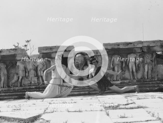 Kanellos dance group at ancient sites in Greece, 1929 Creator: Arnold Genthe.