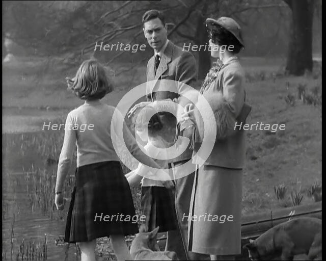 George VI, His Majesty The King, Elizabeth, Her Majesty The Queen, and the Princesses..., 1936. Creator: British Pathe Ltd.