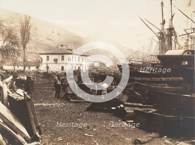 Landing Place, Ordnance Wharf, Balaklava, 1855. Creator: Roger Fenton.