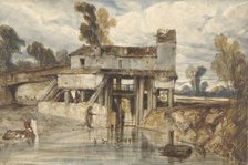 Landscape with water mill, 1813-1860. Creator: Alexandre Gabriel Descamps.