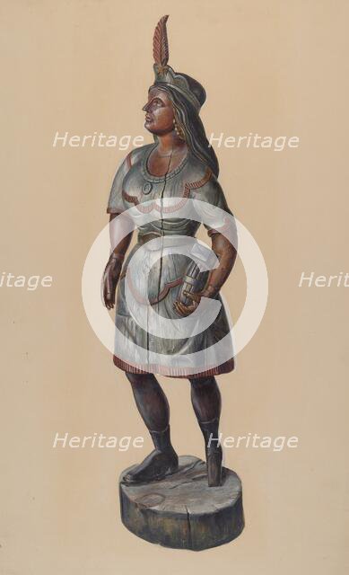 Cigar Store Indian, c. 1937. Creator: Walter Hochstrasser.