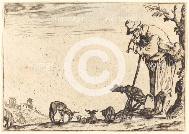 Shepherd Playing Flute, c. 1622. Creator: Jacques Callot.