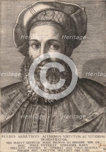 Portrait of Pietro Aretino, ca. 1517-20. Creator: Marcantonio Raimondi.