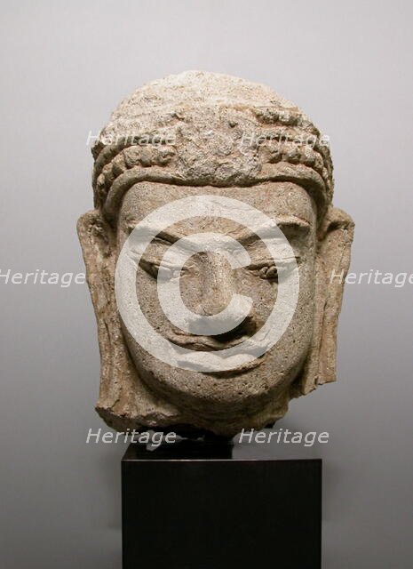 Head of a Male Deity (Deva), Haripunjaya period, 11th/12th century. Creator: Unknown.