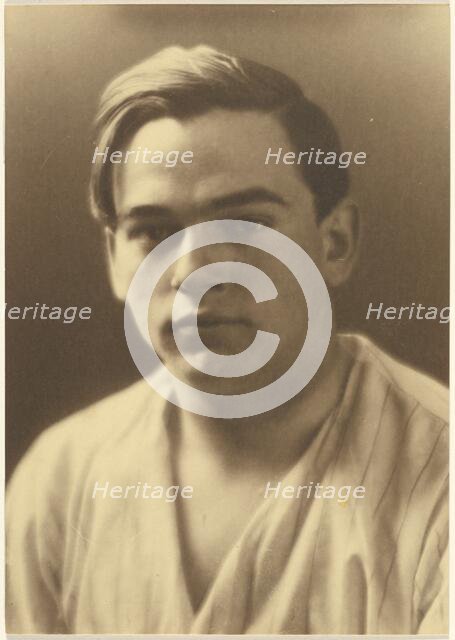 Portrait of a Young Man in Striped Shirt, 1907-1924. Creator: Louis Fleckenstein.