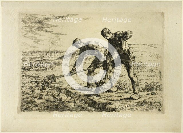 Two Men Digging, 1855–56. Creator: Jean Francois Millet.