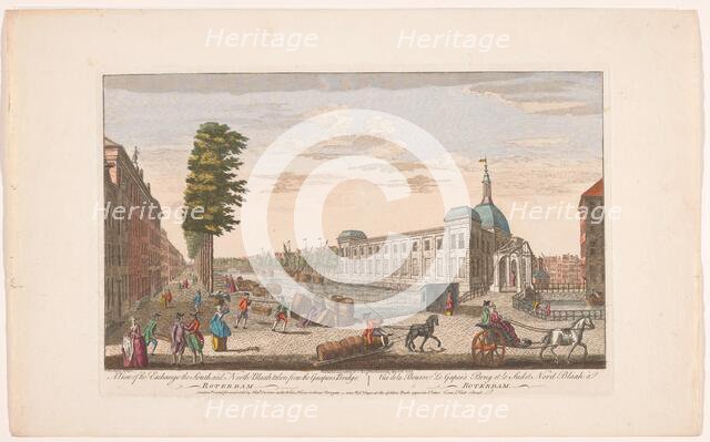 View of the Stock Exchange, Rotterdam; taken from the Gaapers Bridge, 1752. Creator: Anon.