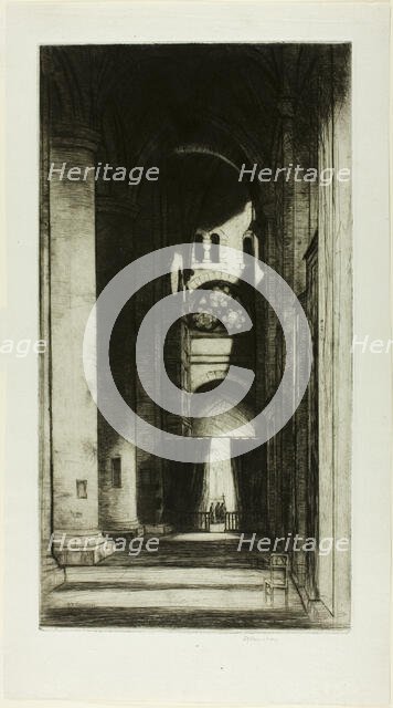 Tewkesbury Abbey, 1915. Creator: David Young Cameron.