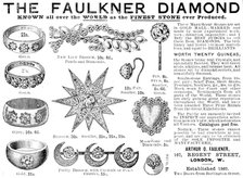 Advertisement for the Faulkner Diamond, 1890. Creator: Unknown.