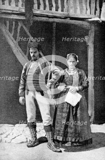 A young married couple, Macedonia, 1922.Artist: HB Crook