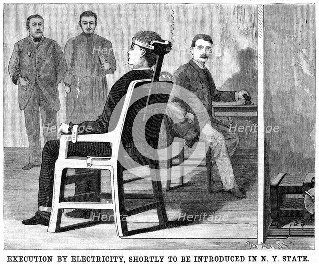 Artist's impression of execution by electric chair, 1890. Artist: Unknown