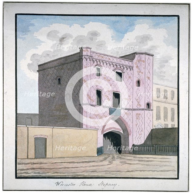 Gateway of Worcester House, Stepney, London, c1810.                                   Artist: Anon