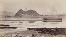 Dumbarton Castle and pier on the Clyde, between 1870 and 1880. Creator: James Valentine.