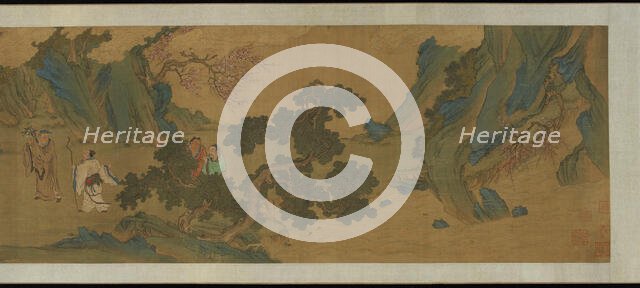 Landscape with Daoist immortals in the mountains, Ming or Qing dynasty, 17th century. Creator: Unknown.