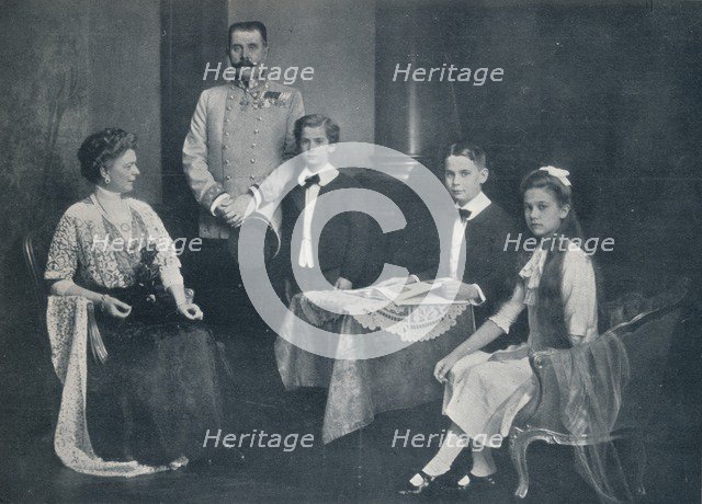Murdered Archduke Francis Ferdinand with his wife and children, c1910. Artist: Unknown