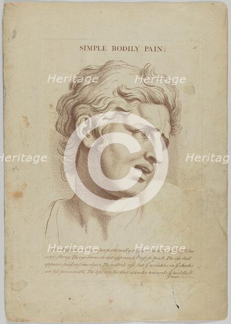 Simple Bodily Pain (from Heads Representing the Various Passions of the Soul; as they are ..., 1765. Creator: Anon.