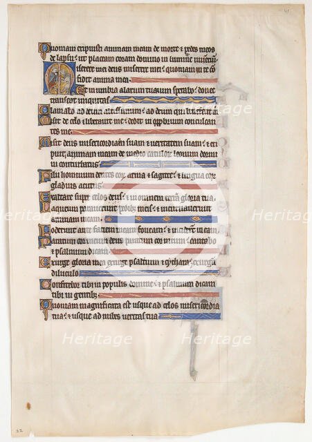 Manuscript Leaf from a Royal Psalter, British, 13th century. Creator: Unknown.