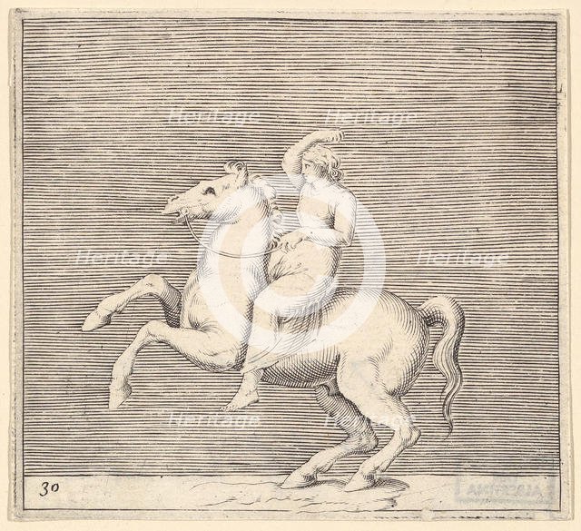 Woman on Rearing Horse, published ca. 1599-1622. Creator: Unknown.