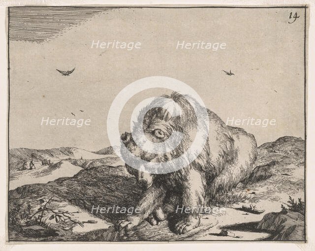 The set of the bears. Untitled plate 14, 1664. Creator: Marcus de Bye.
