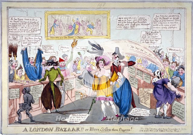 'A London Bazaar!! or more sellers than buyers!...', c1820. Artist: Anon