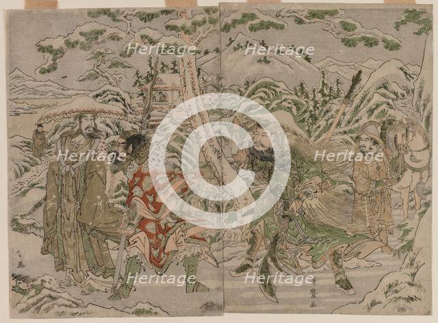 Winter Scene from the Romance of the Three Kingdoms, c. 1790. Creator: Kitagawa Utamaro (Japanese, 1753?-1806).
