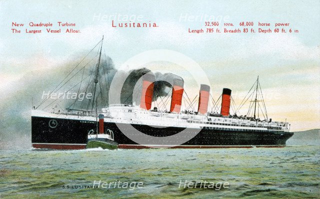 Ocean liner RMS 'Lusitania', 20th century. Artist: Unknown