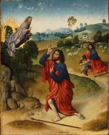 Moses and the Burning Bush, with Moses Removing His Shoes, ca 1465. Artist: Bouts, Dirk (1410/20-1475)