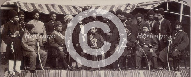 The Amir Yakoob Khan and Sirdars of Kabul at Gandamak, Afghanistan, May 1879. Creator: John Burke.