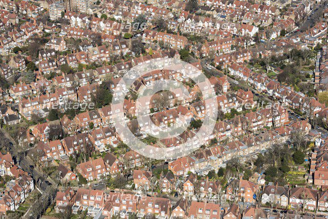 Houses on Bedford Park garden suburb, London, 2018. Creator: Historic England Staff Photographer.