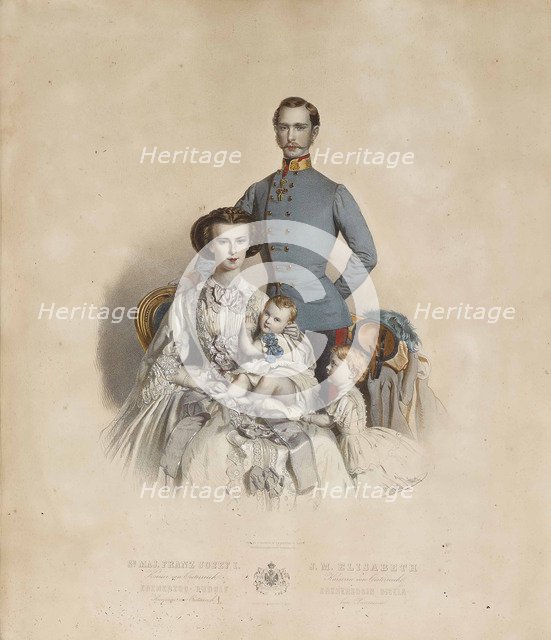 Francis Joseph I and Elisabeth of Austria with children, Gisela and Rudolf.