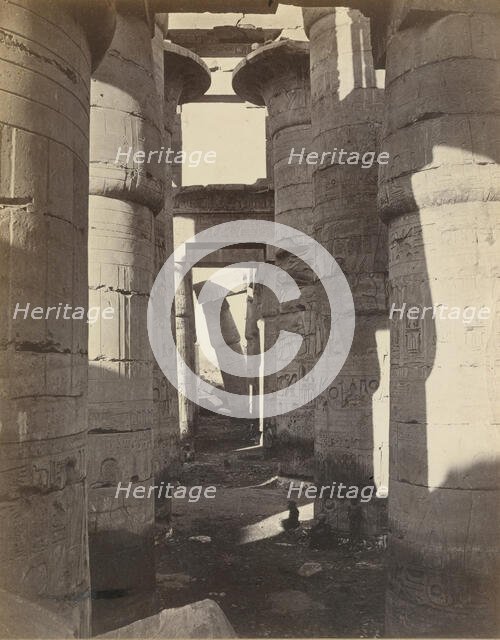 Haute-Egypt, Salle Hypostyle à Karnak, ca. 1870. Creator: Adolphe Braun.