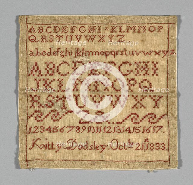 Sampler, United States, 1833. Creator: Kitty Marriot Moffat.