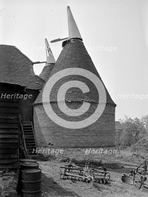 Exterior view of an oast house at Hope Farm, Fairfield, Kent, 1956. Artist: FJ Palmer