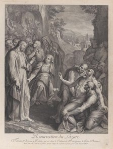 The Raising of Lazarus, with Christ standing at left, ca. 1729. Creator: Simon Vallee.