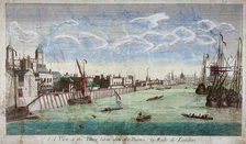 View of the Tower of London with boats on the River Thames, 1751. Artist: John Boydell