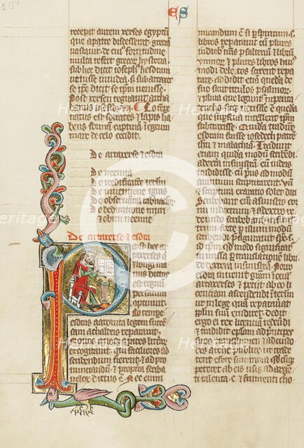 Initial P: Esdras; Historia Scholastica, about 1300. Creator: Unknown.