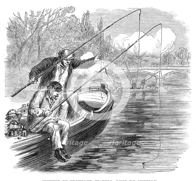 The French Siege of Paris: fishing in troubled waters, Pont de Neuilly, 1871. Creator: Unknown.