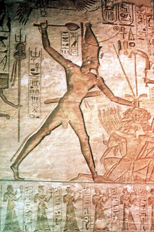 Limestone relief from the Temple of Rameses II, Abu Simbel, Egypt, 13th century BC. Artist: Unknown