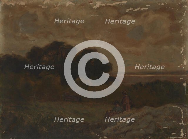 Untitled (Landscape with Two Women Reclining on Rocks). Creator: Edward Mitchell Bannister.