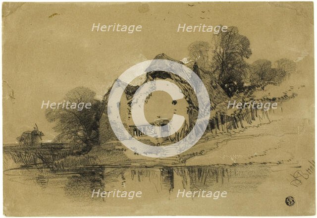 Cottage on Edge of Canal, c. 1840. Creator: Henry Bright.