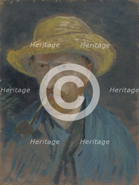 Self-Portrait with Straw Hat and Pipe.